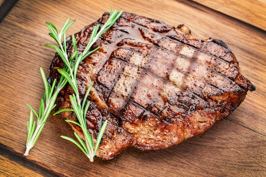 Plated steak.